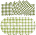 50PCS Sage Green Gingham Party Supplies - 7Inch Sage Green Scalloped Dessert Paper Plates and Napkins Set Disposable Plaid Dinner Party Set Cutlery for Baby Shower Birthday Wedding, Serve 25