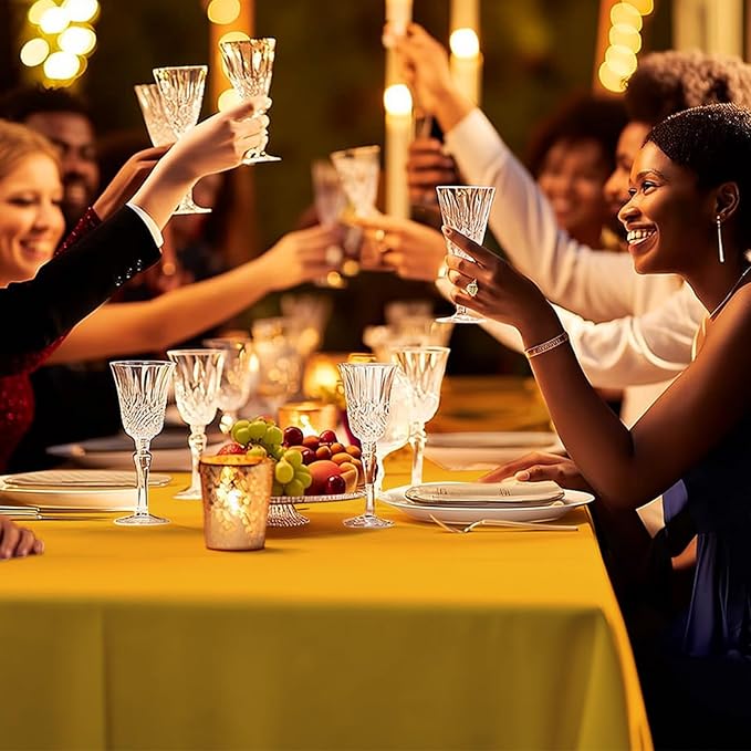 6 Pack Premium Disposable Plastic Tablecloth 54" x 108" Party Table Cloths Disposable for 6 to 8 Foot Tables Indoor or Outdoor Parties Birthdays Weddings Christmas Anniversary Buffet Table (Yellow)