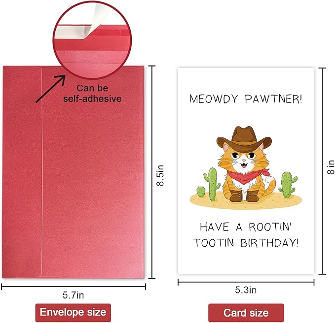 SuperShunhu Cowboy Cat Birthday Card, Funny Cat Birthday Card for Men Woman, Happy Birthday Card for Cat Lover, Cute Birthday Card for Boys Girls