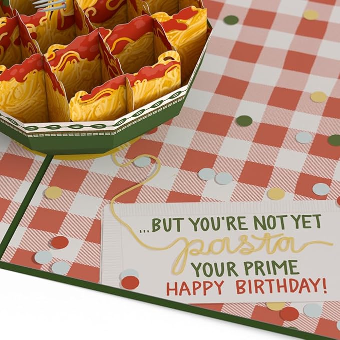 Lovepop Birthday Pop-Up Card for Her and Him - 3D Greeting Cards for Boys, Girls, Men, Women - You May Be Spaghetting Older... - 5" x 7" Card - Blank Notecard & Envelope Included