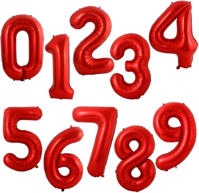 40 Inch Large Foil Helium Number Balloon Birthday Wedding Party 0-9 (Red, 9)