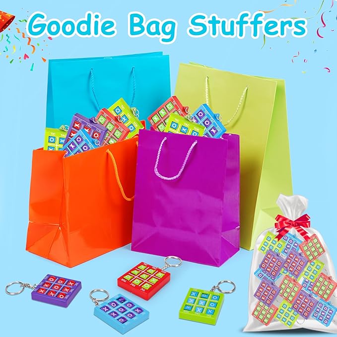 32Pcs Tic Tac Toe Keychains Game, Birthday Party Favors Easter Goodie Bags Stuffers for Kids 3-5 4-8 8-12, Small Treasure Box Classroom Carnival Prizes Easter Basket Egg Filler Student Gifts Girl Boy