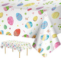 2 Pack Easter Tablecloth - Colorful Easter Eggs Table Cloth, Plastic Disposable Rectangle Spring Easters Egg Table Cover for Easters Tables Decorations and Party Supplies Decor Favors, 108 x 54 Inch
