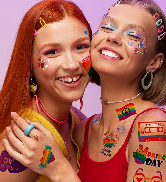 Pride Accessories - Pride Tattoos, 120Pcs Pride Temporary Tattoos for Adults – Rainbow LGBTQ Fake Tattoos Waterproof, Love is Love Gay Pride Accessories for Parade, Pride Decorations