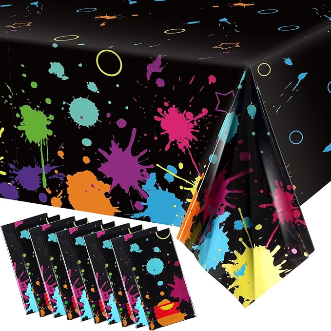 Glow Party Table Covers Neon Plastic Tablecloths 108 x 54 Inch Disposable Neon Glow Table Cloths for Black Light Birthday Party Supplies Decorations(10 Pieces)