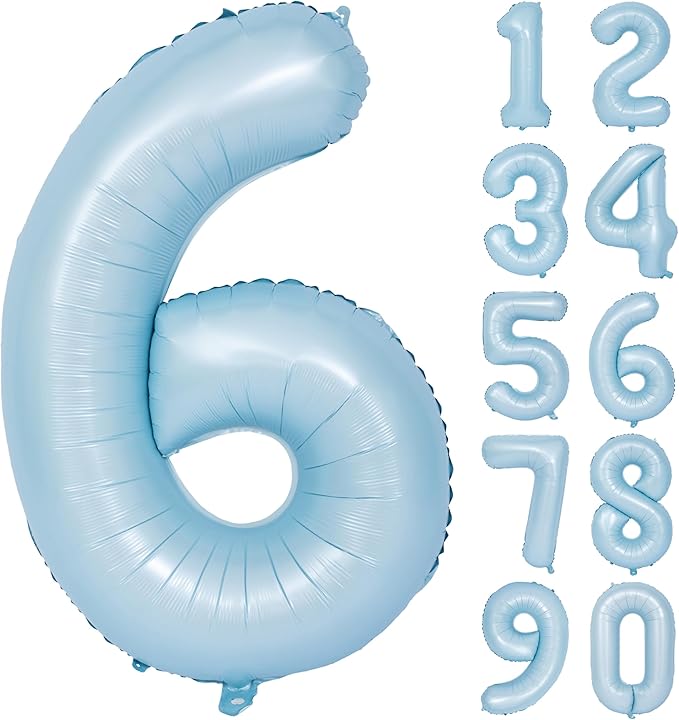 40 In Matte Blue Number Balloons Helium Foil Mylar Balloon Birthday Party banquet Decoration Digital 6