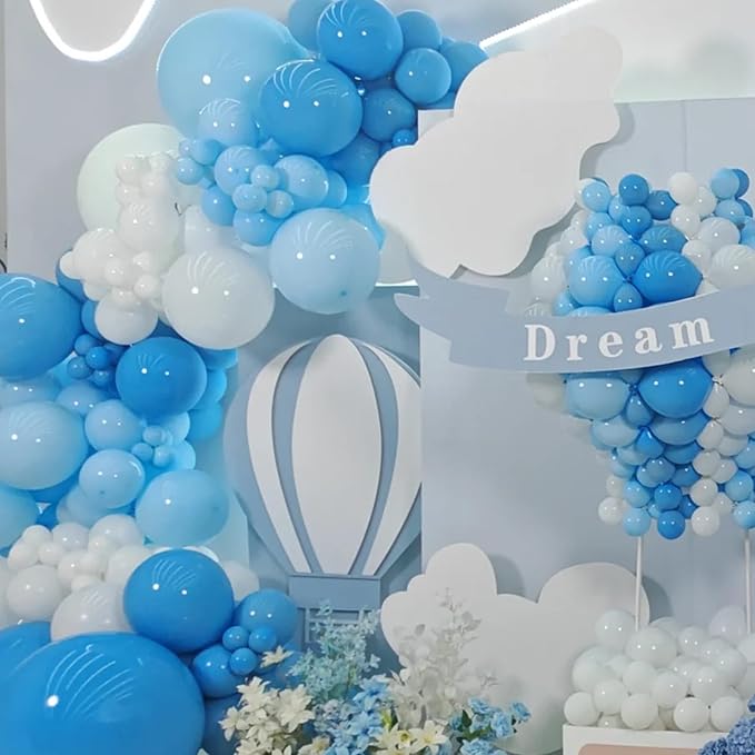 90pack Blue Balloons Different Size 18/12/10/5 Inch Pastel Green Balloon Garland Arch Kit for Baby Shower,Graduation, Wedding, Birthday, Gender Reveal, New Year Decorations