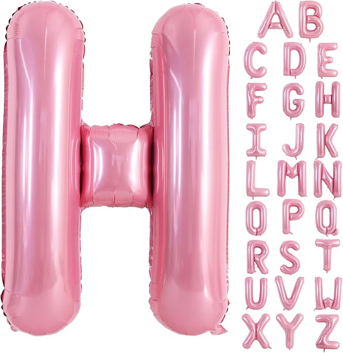 TONIFUL 40 Inch Large Pink Letter H Balloons Giant Foil Mylar Alphabet Balloon for Birthday Party Anniversary Baby Shower Wedding Supplies Decorations