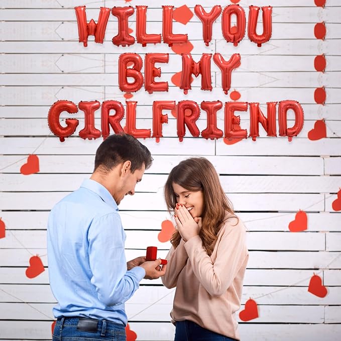 2 Set 42Pcs Red Will You Be My Girlfriend Letter Balloons 16in Balloon Foil Letter Decorations Party Decor Red Letter Balloons Will You Be My Girlfriend Party Supplies