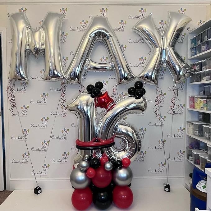 Silver Letter X Balloons 40 inch Large Alphabet X Balloons Silver Helium Foil Letter Balloon Banner for Birthday Party Anniversary Wedding Decoration