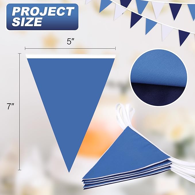 SAPPHIRESKY Blue Pennant Banner Triangle Flag Bunting Garland, Wedding Birthday Baby Shower Graduation Decoration