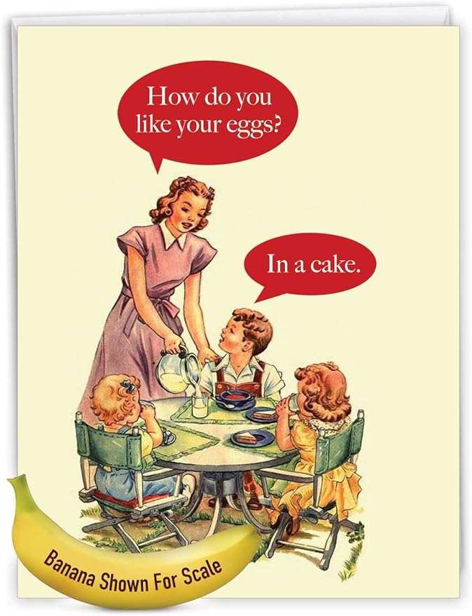 NobleWorks Big Hysterical Birthday Paper Card 8.5 x 11 Inch with Envelope (1 Pack) Large Jumbo Bday Eggs In Cake J4651BDG