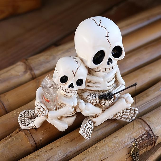 Halloween Skeleton Garden Statue Outdoor Halloween Decor, 2 Pack Gothic Decor Skeleton Plant Decorations for Pots, Cute Ghost Figurine Resin Sculpture for Desk Garden Patio Lawn Yard (D)