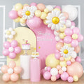 Daisy Flower Balloon Garland Arch Kit 137 pcs Groovy Flower Foil Balloons Boho Pastel Pink Yellow White Orange Birthday Party Decorations for Girls Bridal Baby Shower Wedding Carnival Holiday