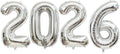 Giant Silver 2026 Balloons, 40" Large Number 2026 Balloons Helium Mylar Foil Balloons for 2026 New Year Graduation Party Decoration