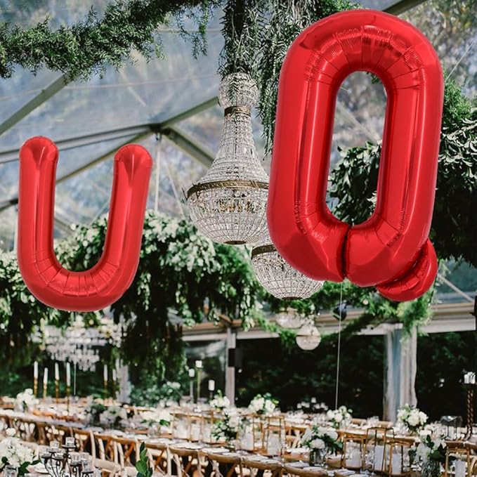 TONIFUL 40 Inch Large Bright Red Letter Balloons A-Z, Giant Jumbo Helium Foil Mylar Big Letter Q Balloons for Birthday Party Anniversary Wedding Decorations