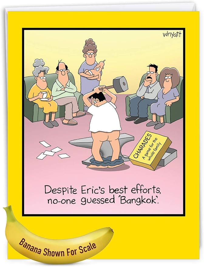 NobleWorks - 1 Large Happy Birthday Card with Envelope (8.5 x 11 Inch) - Funny Cartoon Humor (Buyer Discretion Advised) - Bangkokless J8394BDG