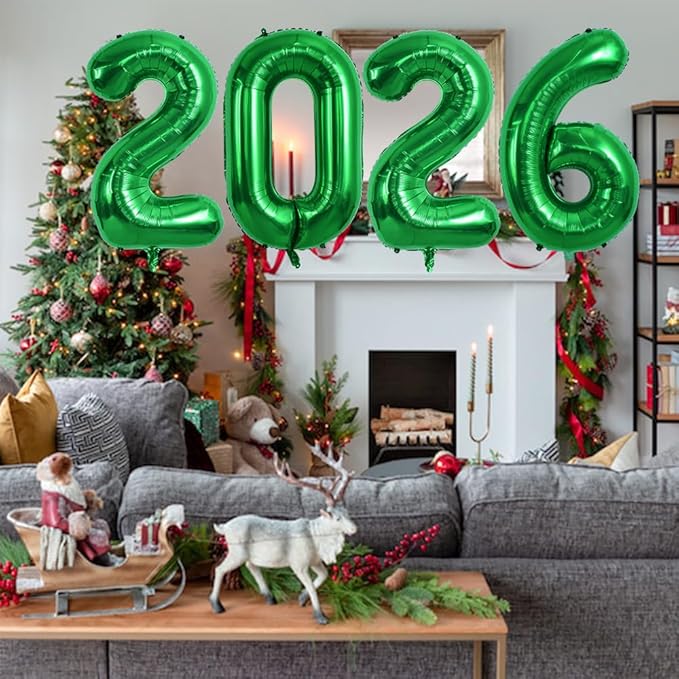 TONIFUL 2026 Graduation Balloons 42Inch Dark Green 2026 Number Balloons Aluminum Foil Mylar Balloons for New Year Eve Graduation Decorations Class of 2026 Anniversary 2026 Grad Party Supplies