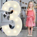 3FT Marquee Light Up Numbers Pre-Cut Frame Giant Marquee Numbers 3, Mosaic Numbers for Balloons, 30th 13th Birthday Decorations 2023 Graduation Decorations, Balloon Arch Kit