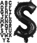 Black Letter S Balloons, 40 Inch Large Foil Letter Balloons, Custom Phrase Balloon for Birthday Party Wedding Anniversary Decoration (Black S)