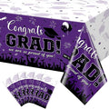 6 Pack Graduation Tablecloth Party Decorations, Class of 2026 Congrats Grad Plastic Tablecover Party Supplies, Purple Rectangle Graduation Table Decorations for College High School Party, 54 x 108Inch