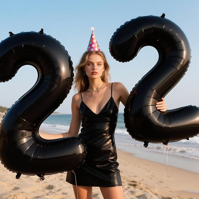 40 Inch Black Number 2 Balloon Jumbo Giant Happy 2th 12th 20th 21st Birthday Party Decorations for Boy or Girl Huge Mylar Anniversary Party Supplies