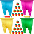 11 PCS Granny Pants Yard Game Easter Games Set, Oversized Blue & Yellow Pants With 8 Colorful Bouncy Balls & 1 Air Pump, Outdoor Tossing Games For Adults Family Easter Carnival Party Reunion Gathering