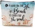 Funny Beach Gifts for Women Cosmetic Bag Travel Ocean Beach Vacation Essentials for Girls, Bestie, Friends, Summer Beaches Lover Makeup Bag Girls Trip Gifts Favors Stuff Birthday Christmas Graduation