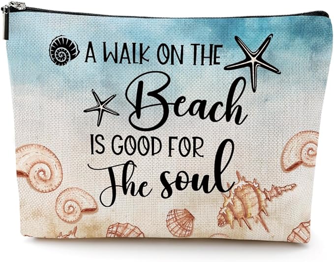 Funny Beach Gifts for Women Cosmetic Bag Travel Ocean Beach Vacation Essentials for Girls, Bestie, Friends, Summer Beaches Lover Makeup Bag Girls Trip Gifts Favors Stuff Birthday Christmas Graduation