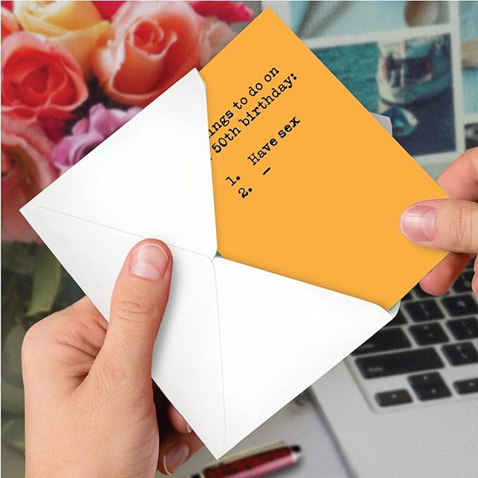 NobleWorks 50th Birthday Greeting Card with 5 x 7 Inch Envelope (1 Card) Bday 50 Things to Do 0870