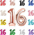 16 Balloon Number, Rose Gold Number 16th Birthday Balloons 40 Inch, Sweet 16 Years Old Rose Gold Birthday Decorations for Boys Girls, 16th Anniversary Decorations