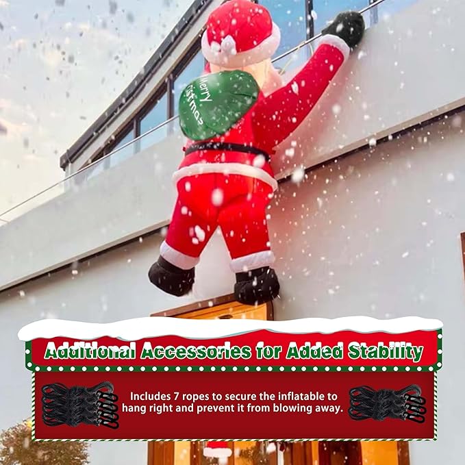 6FT Christmas Inflatables Outdoor Decorations Joy Hanging Santa Claus Gift Bag, Very Bright LED Lights Blow Up Giant Christmas Decor for Indoor Yard Outside Fall Vacation Holiday Party Lawn