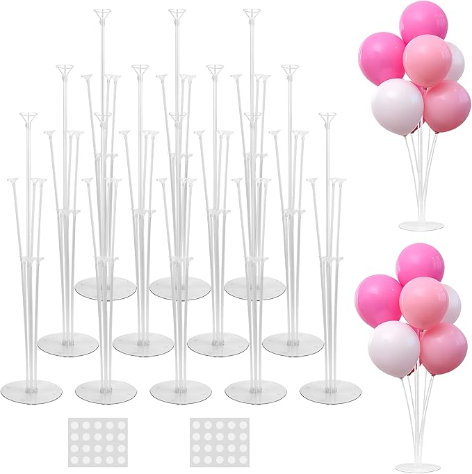 JOYYPOP 12 Sets Balloon Stand Kit For Table, Balloon Sticks with Base Birthday Graduation Party Decorations Wedding