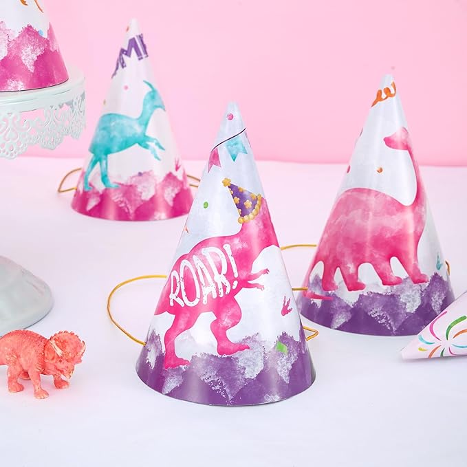 WERNNSAI Birthday Party Hats - 12 Pcs Birthday Party Supplies Cone Hat Headbands Colorful Paper Party Hats for Kids