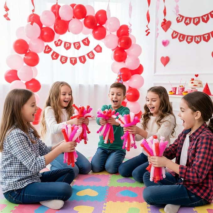36 Pack Valentines Day Gifts Stretchy Strings Sensory Autism Toys Stretchy Fidget Toys Great for Kids Girls Boys Valentines Treat Bags Stress Relief Party Favors Gifts (Valentine's)