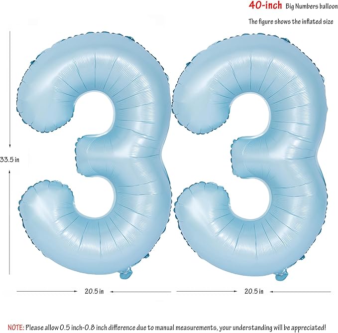 40 In Matte Blue Number Balloons Helium Foil Mylar Balloon Birthday Party banquet Decoration Digital 33