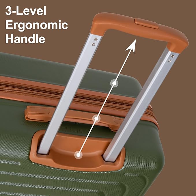 Romswi 3-Piece Expandable Luggage Set 20/24/28 Inch, Spinner Hardshell Lightweight Suitcases with TSA Lock, YKK, Checked & Carry On Luggage Set, Olive Green