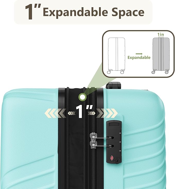 21 Inch Carry On Luggage, ABS Hardside Suitcase with Spinner Wheels, Airline-Approved Cabin Luggage with TSA Security Lock, Expandable Travel Suitcase for Flights, Business Trips & Weekend Vacations