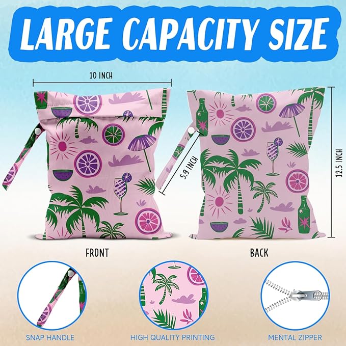 Beach Essentials, Wet Bag for Swimsuit Dirty Clothes Yoga Gym Diaper, Wet Dry Bag, Beach Vacation Essential for Travel Poor Bathing Summer Bachelorette Party Gifts