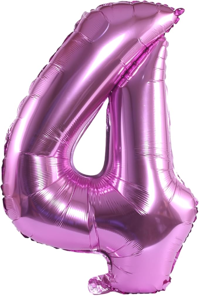 YPSelected 32 Inch Large Foil Helium Number Balloon Birthday Wedding Party 0-9 (Pink, 4)