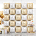 NISOCY 25PCS Beige White Square Foil Balloons Wall Backdrop Double Sided Sand Pearl White Balloon Arch Kit for Birthday Baby Bridal Shower Graduation Gender Reveal Engagement Party Decoration
