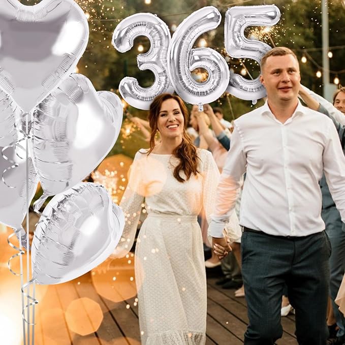 TONIFUL Balloons 16 Inch Silver 0-9 Number Mylar Foil Balloons 10 Pcs Silver Custom Digital Balloons for 2026 New Year Eve Birthday Party Engagement Graduations Anniversary Baby Shower