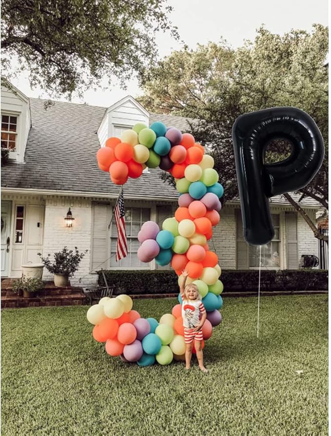 TONIFUL 40 Inch Large Black P Letter Balloon - Jumbo Helium Foil Mylar Big Alphabet for 2026 New Year Eve Graduation Wedding Baby Shower Birthday Party Anniversary Supplies Decorations