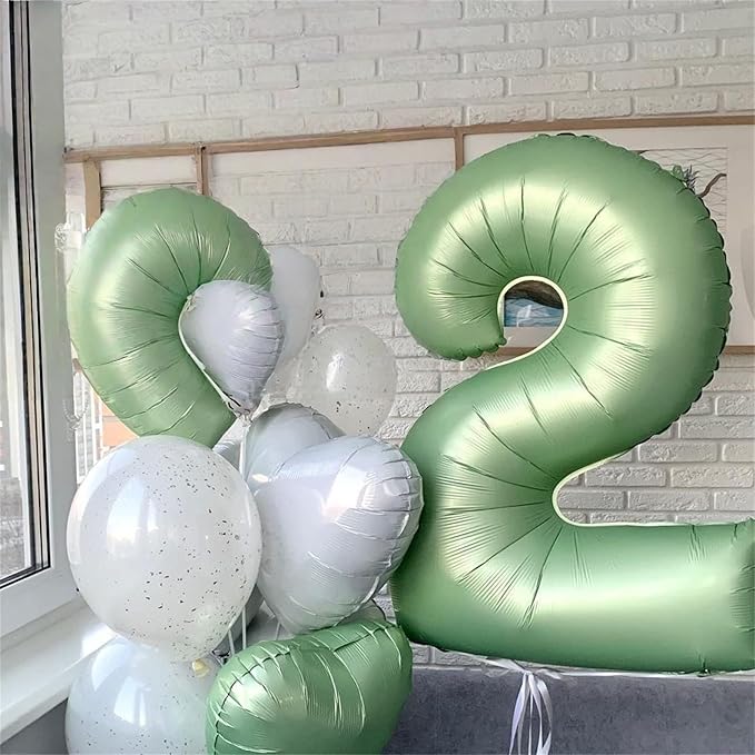 15th Birthday Balloons for Girls, 40 Inch Giant Sage Green Foil 15 Number Balloons, Olive Green Digit 1 & 5 Helium Balloons for Boys Women Men 15th 51st Anniversary Jungle Safari Party Decorations