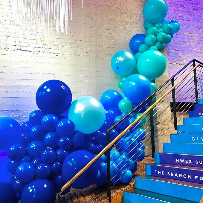 PartyWoo Royal Blue Balloons 155pcs Different Sizes Pack of 18 12 10 5 Inch Dark Blue Balloon Arch Kit for Baby Shower Gender Reveal Graduation Under The Sea Birthday Party Decorations Blue-Y59