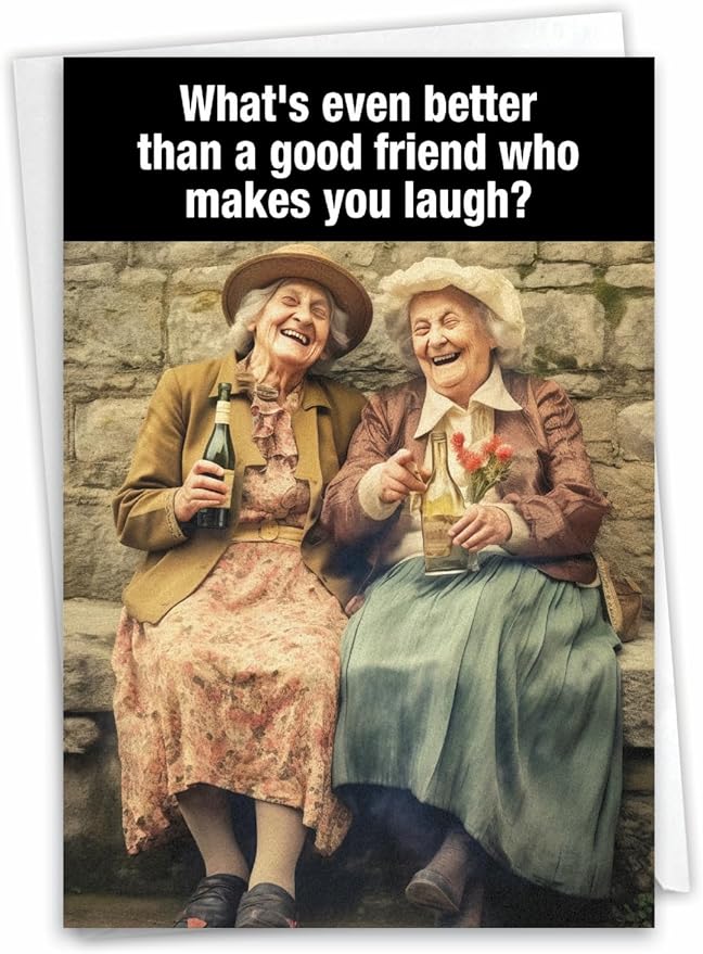 NobleWorks Humorous Birthday Greeting Card with 5 x 7 Inch Envelope (1 Card) Bday Good Friends C10068BDG