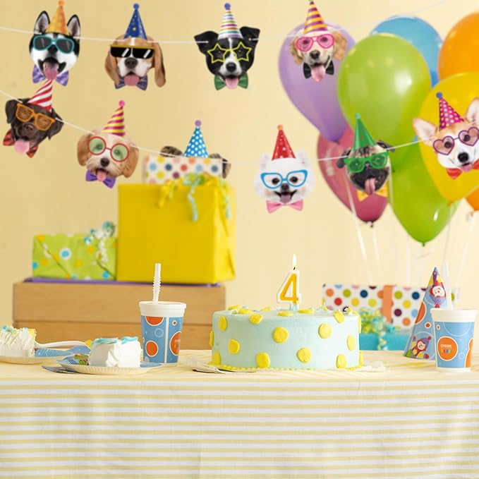 Hooqict Dog Birthday Banner Puppy Themed Party Decorations for Backdrop Dog Party Banner Happy Birthday Garland Sign for Boys Girls Kids 1st 2nd 3rd