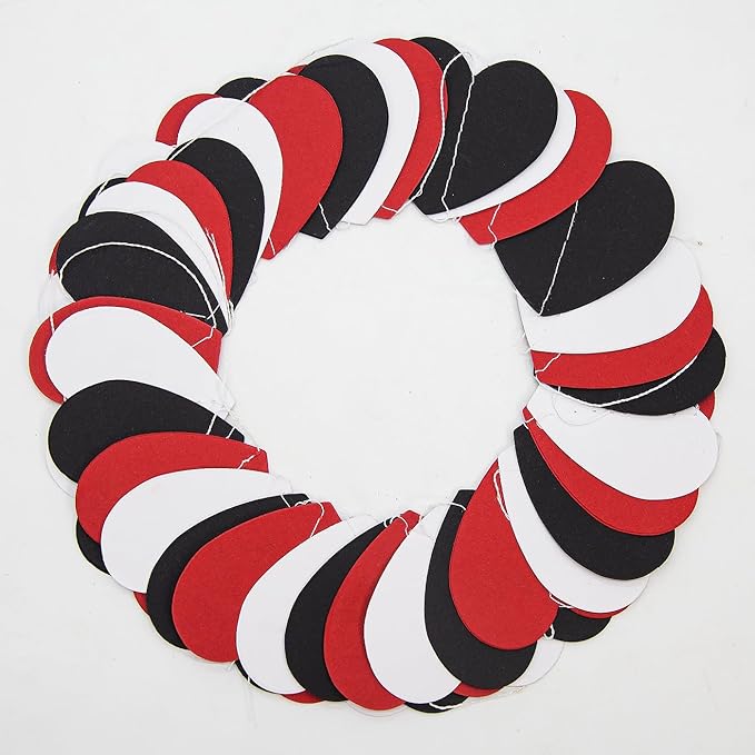 White Red Black Party Decorations - 52Ft Paper Heart Garland Streamers Birthday Banner Wedding Graduation Bachelorette Engagement Hanging Decor HongTongTong