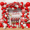 Christmas Balloon Arch Garland Kit 150pcs Red White Silver Balloons With Candy Cane Swirl Foil Balloons Xmas Merry Christmas Friendsmas Winter Santa Claus Ugly Sweater Party Decoration (Red)
