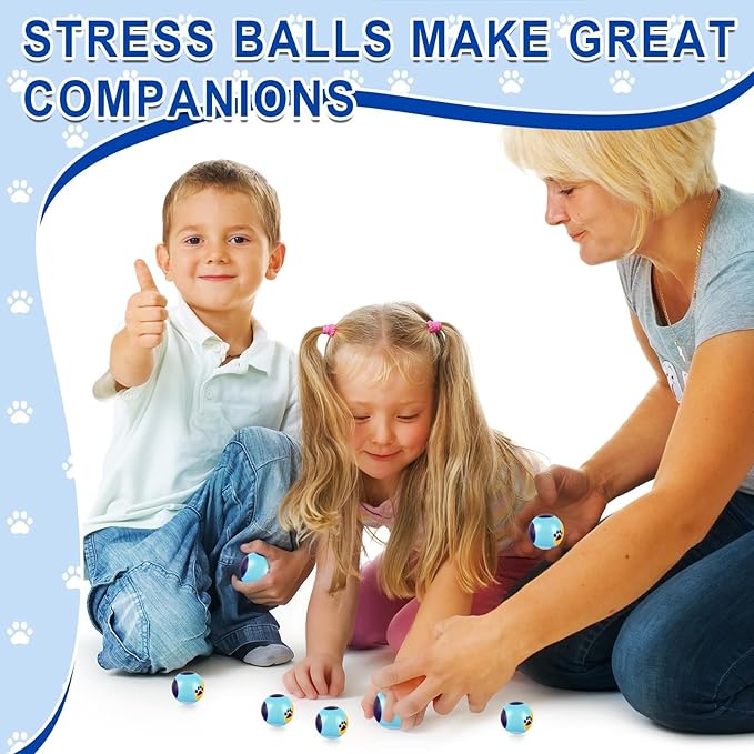 24 PCS Blue Dog Paw Stress Balls for Kids Party Favors, 1.57 Inch Anxiety Relief Fidget Sensory Toys, Blue Dog Paw Theme Squeeze Toys Bulk for Birthday Goodie Bags, Carnival Gifts & Classroom Prizes